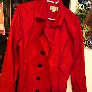 Red pea coat